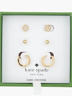 KATE SPADE 3 PACK ASSORTED MINI STUD & HOOP EARRINGS